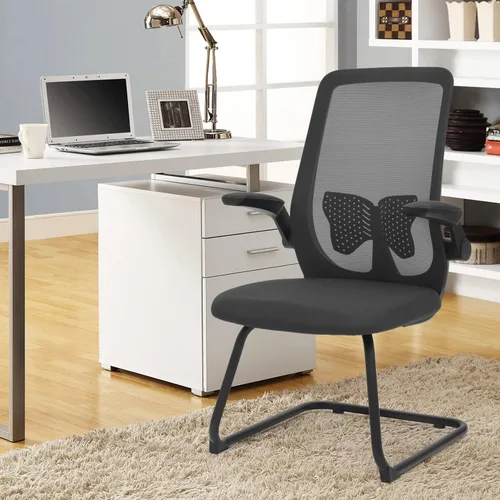 Miniatura 2 de Magshion Silla de oficina para invitados con soporte lumbar y reposabrazos deslizables, malla de malla de respaldo medio, serie de rejilla de aire