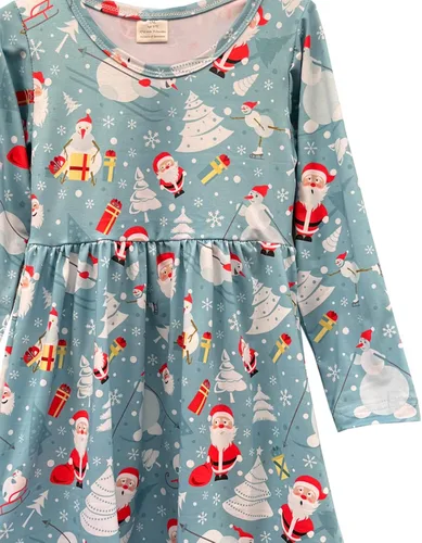Miniatura 10 de Vestido de Navidad para niña pequeña, muñeco de nieve, árboles de Navidad, camión, a cuadros, reno, Papá Noel, vestido de invierno hasta la rodilla