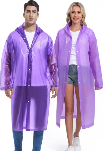 Miniatura 150 de 2 abrigos de lluvia de Borogo para adultos, chaquetas de lluvia reutilizables para hombres y mujeres