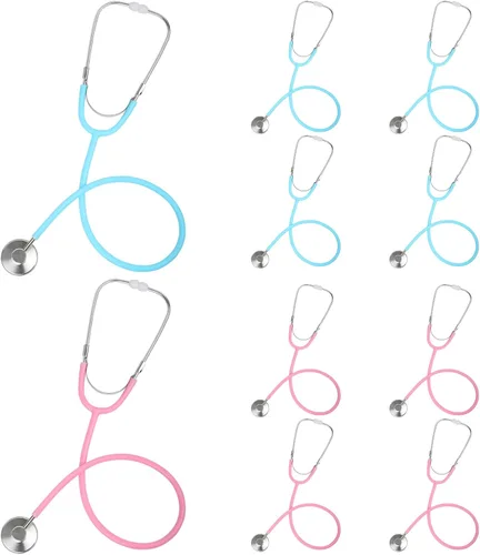 Phobby Juguete de estetoscopio para niños, paquete de 10 juguetes de estetoscopio de trabajo real para niños pequeños de 3, 4, 5, juego de doctor