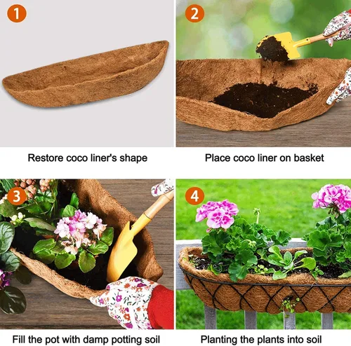 Miniatura 6 de 2 revestimientos de coco natural para macetas, revestimientos de cesta colgante de 24/30/36/48 pulgadas, forro de repuesto de fibra de coco