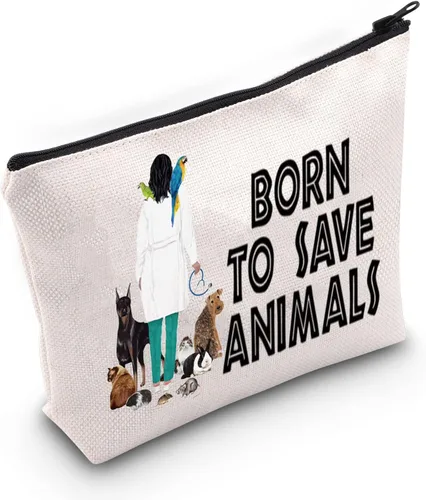 LEVLO Veterinario Cosmético Maquillaje Bolsa de Técnico Veterinario Regalo Nacido Para Salvar Animales Maquillaje Cremallera Bolsa Bolsa Para