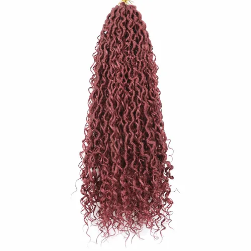 Miniatura 26 de Cabello de Crochet de 8 Pulgadas para Mujeres Negras, 7 Paquetes de Cabello de Crochet Goddess Locs con Puntas Rizadas, Locs Falsos Cortos con Bucle