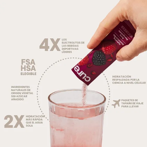 Miniatura 3 de Cure Hydration Mezcla de bebida de electrolitos a base de plantas Sin azúcar añadida FSA-HSA Polvo para el alivio de la deshidratación hecho