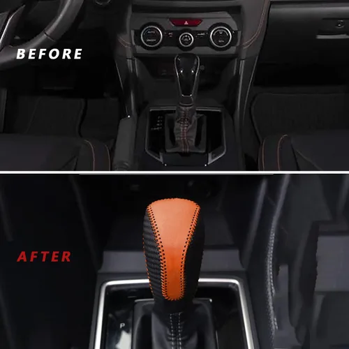 Miniatura 2 de Cubierta de cuero para pomos de palanca de cambios de automóvil para Subaru Crosstrek 2018 2019 2020 2021 2022 2023 Subaru Crosstrek accesorios