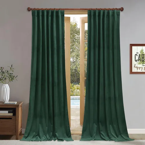 StangH Cortinas verdes para sala de estar, cortinas opacas de terciopelo súper suave, decoración del hogar de lujo para fiestas, teatro, fiestas de