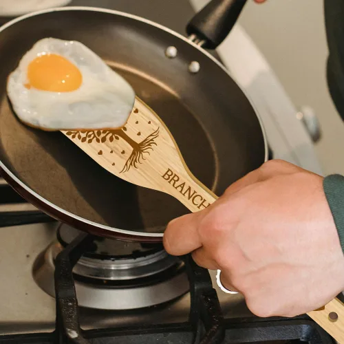 Miniatura 5 de GLOBLELAND Juego de 6 cucharas de madera del árbol de la vida, juego de utensilios de cocina de bambú para mujeres y hombres, juego de espátulas