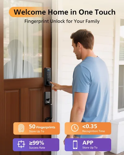 Miniatura 5 de Philips Cerradura inteligente WiFi con pantalla táctil, juego de asas, WiFi integrado, control remoto y control de voz