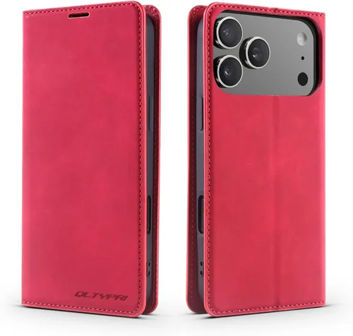 Miniatura 71 de QLTYPRI Funda para iPhone Air, Funda de piel sintética premium TPU parachoques con tarjetero Kickstand adsorción magnética oculta a prueba de golpes