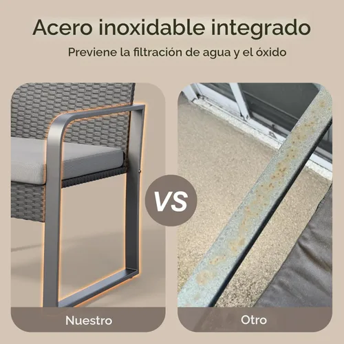 Miniatura 5 de Gizoon Juego de 3 piezas de muebles de patio tipo bistró, juego de muebles de mimbre negro para exteriores, juego moderno de sillas de ratán