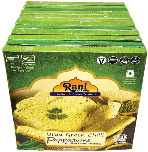 Miniatura 8 de Rani Pappadums (aperitivo de oblea de lentejas indias) Papad de pimienta negra, 7 onzas (7.05 oz) aproximadamente 15 unidades, 7 pulgadas, paquete