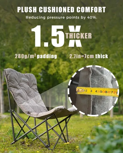 Miniatura 6 de KingCamp Silla de mariposa XL de gran tamaño para adultos, sillas de campamento acolchadas plegables cómodas, 300 libras, resistente con respaldo