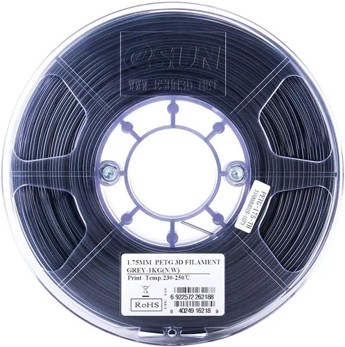 Miniatura 3 de eSUN 3D 1.75mm PETG, filamento semitransparente gris 1 kg (2.2 lb), filamento PETG para impresora 3D, precisión dimensional +/- 0.03 mm, 1.75mm