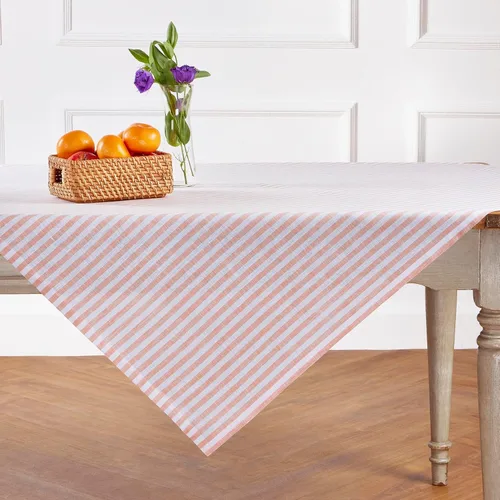 Miniatura 43 de Solino Home Mantel de lino a rayas de 52 x 52 pulgadas, mantel cuadrado 100% lino puro natural y blanco, diseño de rayas Amalfi, lavable a máquina