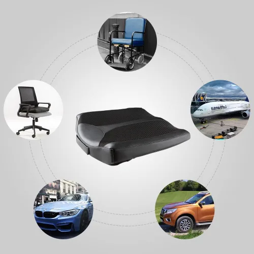 Miniatura 9 de Cojín de asiento de espuma viscoelástica de cuero para coches para personas bajas, para aliviar el dolor de cadera (coccis/cóccix) y de espalda