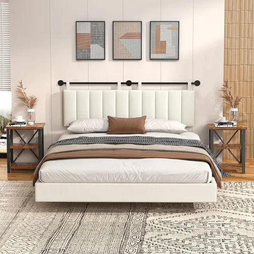 Miniatura 13 de BSHOMGI Cabecera, Cabeceras Tamaño Queen Montadas en Pared Cabecera de Cama con Cabeceras Solamente Altura Ajustable Beige Cabeceras para Dormitorio