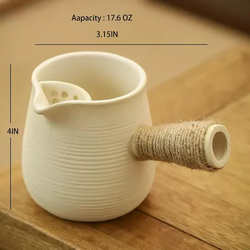 Miniatura 2 de Tetera de cerámica para parrilla de carbón, estufa de arcilla de 17.6 onzas/16.9 fl oz, tetera hirviendo, multiusos, parrilla de carbón al aire Pot