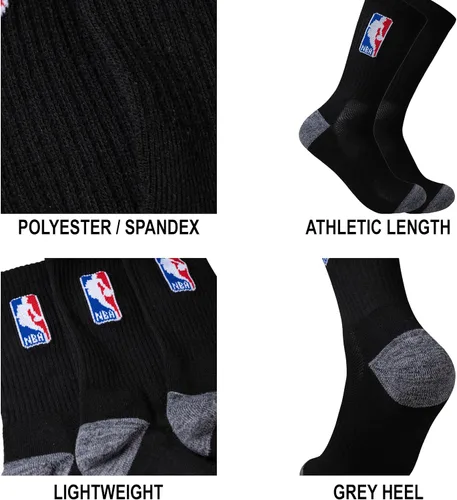 Miniatura 5 de Ultra Game Men’s NBA Official Athletic Cushioned Secure Fit Crew Socks - 6 Pack