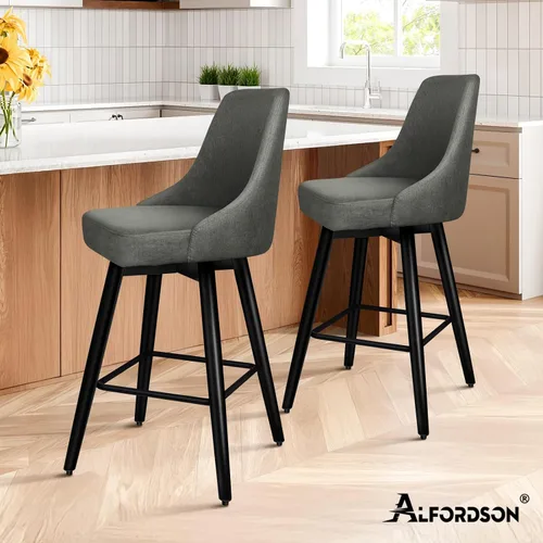 Miniatura 9 de ALFORDSON Juego de 2 taburetes de bar de 26 pulgadas de altura de mostrador, modernos taburetes giratorios con respaldo completo, sillas de bar
