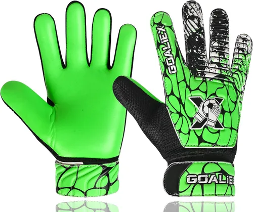 Miniatura 12 de Guantes de portero de fútbol, guantes de portero de fútbol para niños, niños y jóvenes, niños con doble muñeca de 4 mm y palma de súper agarre