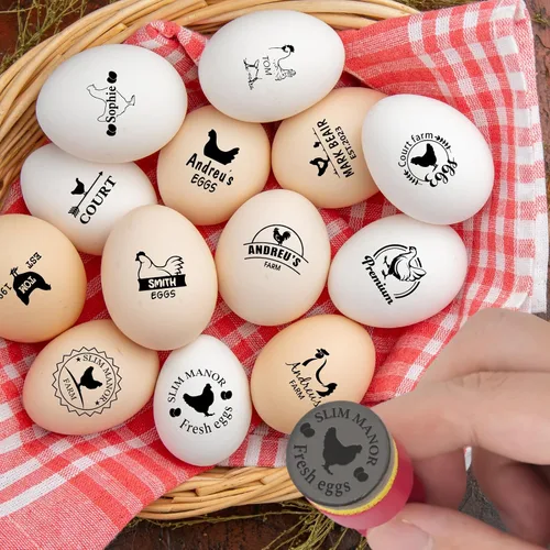Sellos de huevos personalizados para huevos frescos, sello de huevo de gallina con logotipo personalizado, crea tu marca única en huevos frescos de