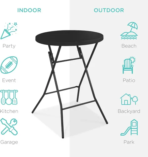 Miniatura 4 de Best Choice Products Mesa plegable de altura de barra de 32 pulgadas, accesorio redondo para interiores y exteriores, para patio, patio, comedor