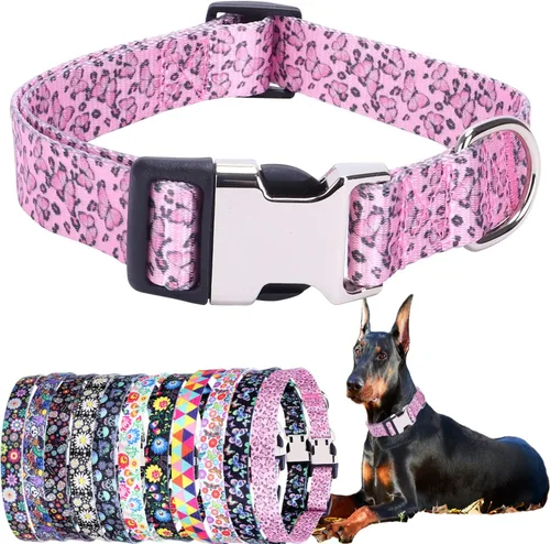 Miniatura 30 de Lindo collar para perros XS, pequeños, medianos y grandes, collar de nailon suave para mascotas, con estampado 3D multicolor, collares ajustables 5