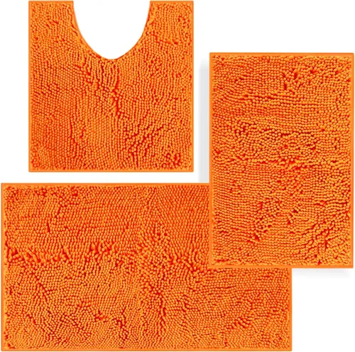 Miniatura 8 de Juego de alfombras de baño de 3 piezas, tapetes de baño para baño antideslizantes, alfombras de baño de felpilla gruesa, suaves y absorbentes, juego