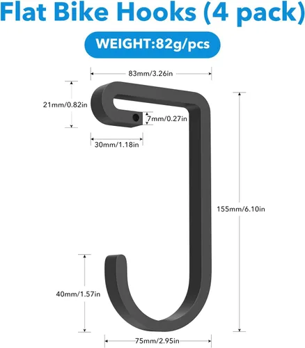 Miniatura 6 de bussdis Ganchos gruesos para bicicleta para portaequipajes de techo: Gancho de almacenamiento superior resistente para bicicleta, soporta 50 libras