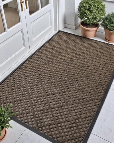 Miniatura 12 de DEXI Tapete para puerta delantera, entrada exterior, 17 x 29 pulgadas, tapete de goma para puerta trasera, resistente, antideslizante de perfil negro