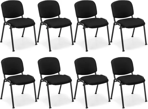 COSTWAY Juego de 8 sillas de sala de espera, sillas de conferencias apilables con asiento y respaldo tapizados, sillas ergonómicas de recepción de