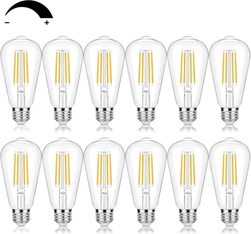 Bombillas LED Edison vintage equivalentes a 60 W, regulables, 7 W, ST58, bombillas de filamento LED blanco cálido 3000 K, iluminación de estilo