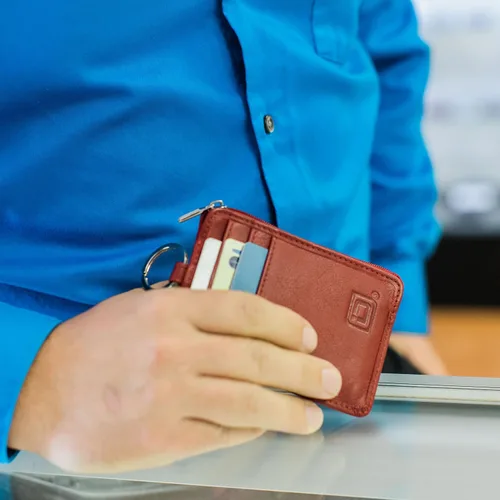Miniatura 7 de RFID Slim ID - Cartera con bolsillo frontal con cierre de monedero, Rojo, S