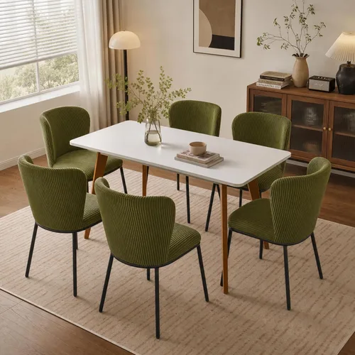 Miniatura 10 de SIMTONAL Juego de 2 sillas de comedor tapizadas, sillas de cocina de pana sin brazos con asiento de espuma viscoelástica, patas de metal negro