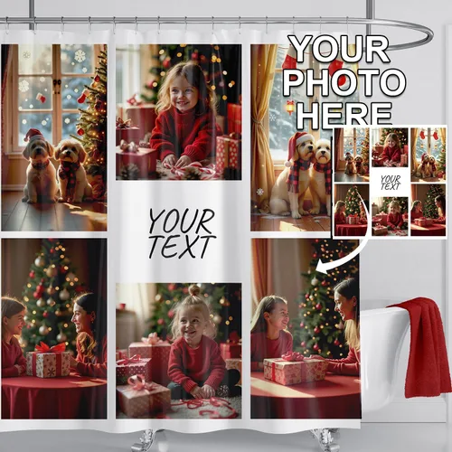 Miniatura 28 de Cortina de ducha personalizada, cortinas de ducha con foto personalizada, cortina de ducha personalizada de 60 x 72 pulgadas, añade tu propia Imagen