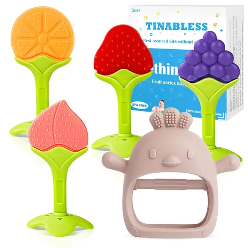 Miniatura 11 de Mordedores para la dentición (paquete de 5) - Juego de mordedores de dentición para bebés Tinabless, sin BPA, naturales orgánicos seguros
