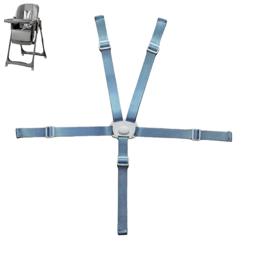 Correas de repuesto para silla alta, correas universales de 5 puntos para silla alta, correa de seguridad ajustable y resistente (azul)
