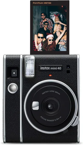 Miniatura 5 de Fujifilm Cámara instantánea Instax Mini 40 con aspecto negro vintage, cámara para niños, boda, cumpleaños o cualquier ocasión