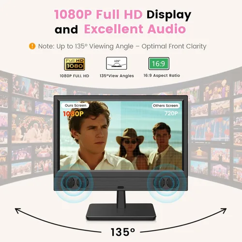 Miniatura 2 de othoig Smart TV pequeño de 15.6 pulgadas, FHD 1080p Smart TV compacto con aplicaciones integradas, WiFi y Bluetooth, sintonizador digital ATSC