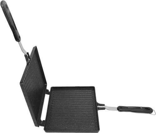 Miniatura 3 de WALFRONT Máquina de sándwiches tostados para estufa, fabricante de panini a la parrilla antiadherente, aleación de aluminio para gofres, desayuno