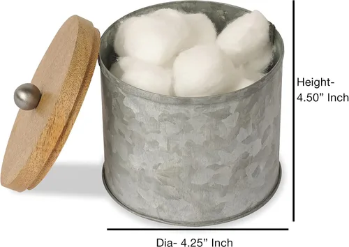 Miniatura 3 de nu steel Juego de 7 accesorios de baño de acero galvanizado y madera: incluye tarro de Q-tip, jabonera, soporte para cepillos de dientes, vaso