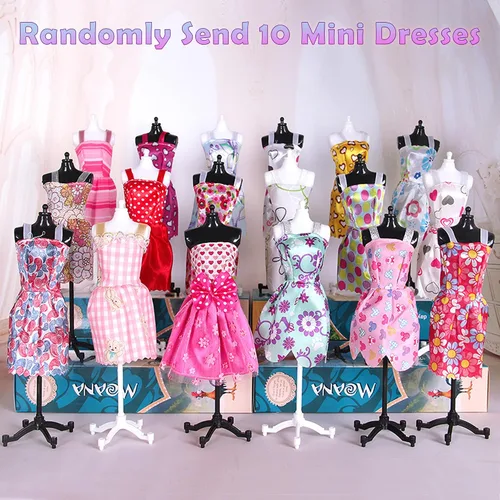 Miniatura 4 de Juego de armario de muñeca de 38 piezas, 8 trajes de lentejuelas con purpurina, 10 mini vestidos, 10 zapatos, 10 joyas, se adapta a muñecas de 11.5