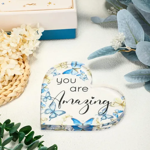 Miniatura 3 de Yulejo Regalo inspirador de mariposa con texto en inglés «You Are Amazing Love» («You Are Amazing») - Letrero motivacional de mariposa, decoración