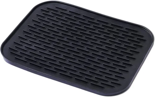 Tapete pequeño para secar platos, tapetes de silicona para encimera de cocina, 11.5 x 9.1 pulgadas, para estante sobre el fregadero, ollas,
