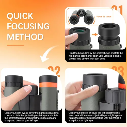 Miniatura 7 de Prismáticos compactos de 8 x 26 – Prisma impermeable y BK7 – Regalos para observación de aves, caza y deportes, conciertos y teatro