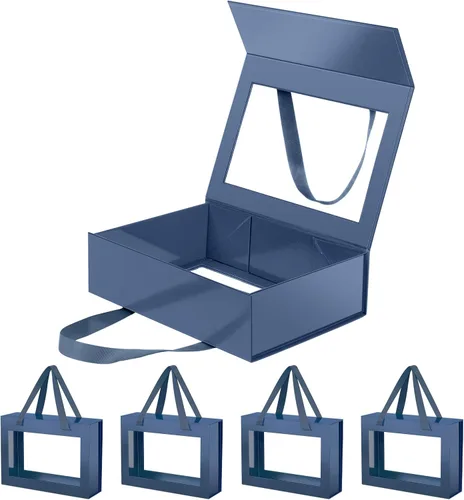 Miniatura 41 de Caja de regalo negra con ventana, caja de regalo magnética transparente para regalo, caja de propuesta de padrino de boda (10.5 x 7.5 x 3 pulgadas)