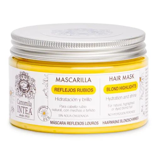 Intea Mascarilla capilar para cabello rubio, teñido o enjuagado, 8.3 onzas, restaura los reflejos dañados, sin parabenos ni amoníaco, con extracto