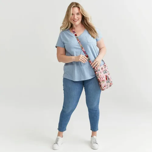 Miniatura 7 de Vera Bradley Bolso bandolera de algodón con triple cremallera para mujer