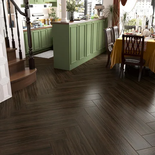 Miniatura 5 de Wallercity Pisos de Vinilo de 6"x36" 4 Piezas Baldosas de Piso Despegar y Pegar Baldosa de Piso para Baño Marrón Oscuro Veta de Madera Tablón