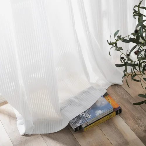 Miniatura 3 de LETAU Cortinas plisadas blancas traslúcidas de 84 pulgadas de largo, paneles de cortinas traslúcidas para ventana, 84 pulgadas de ancho x 84